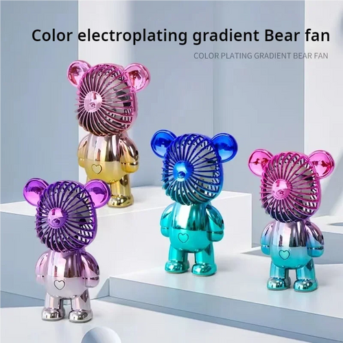 Car Ornament Model New USB Mini Cute Cartoon Bear Fan Wind Power Handheld Portable Fan Convenient Office Small Fans Gifts